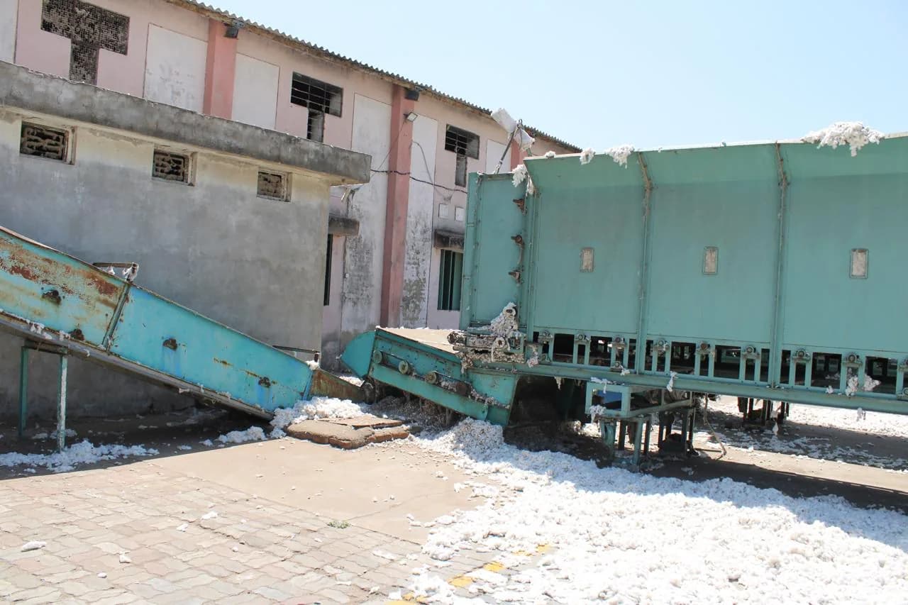 Cotton processing equipment at the site