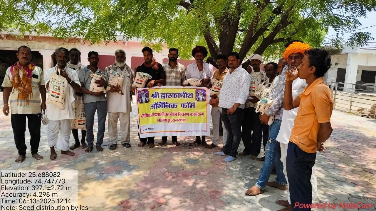 Farmers gathered for an organic seed distribution